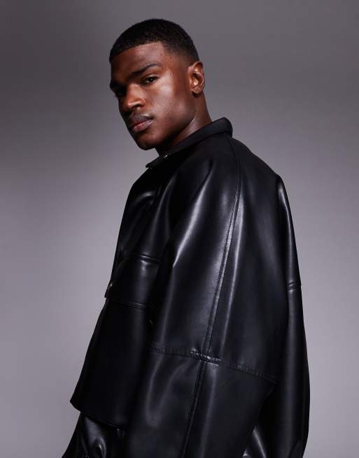 ASOS DESIGN - Jakke i sort imiteret læder , 4 af 5
