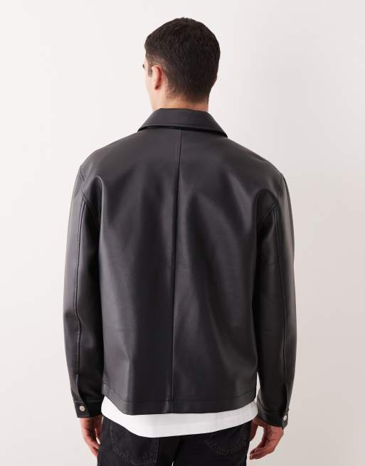 ASOS DESIGN - Jakke i sort imiteret læder, 4 af 5