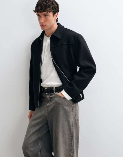 ASOS DESIGN jakke med lynlås i uldlook i sort - view 1