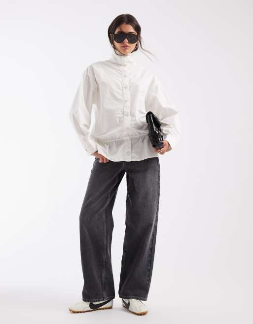 ASOS DESIGN jakke med ståkrave og peplum i ivory, 2 af 4