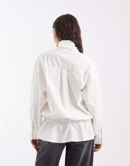 ASOS DESIGN jakke med ståkrave og peplum i ivory, 4 af 4