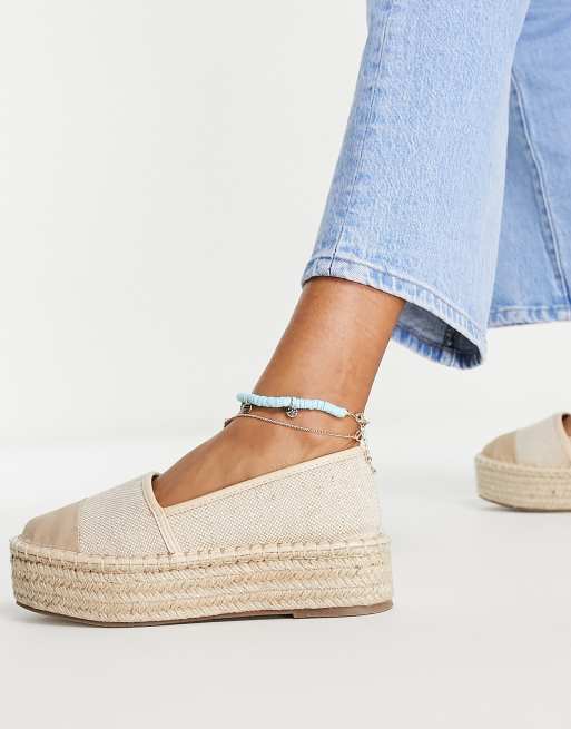 ASOS DESIGN - Jala - Espadrilles met teenstuk en plateauzool in crème, 2 van 4