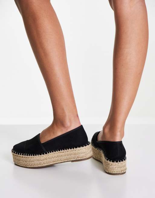 ASOS DESIGN Jinny espadrille with oval buckle in black