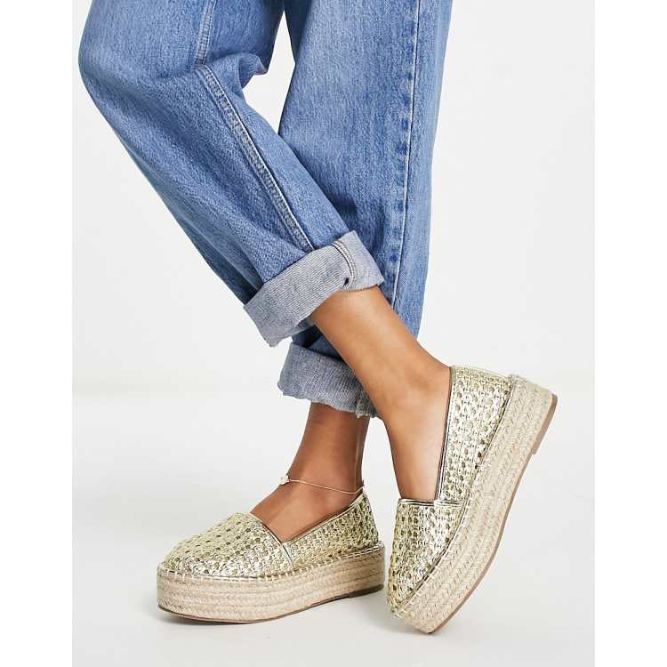 Platform espadrilles slip store on