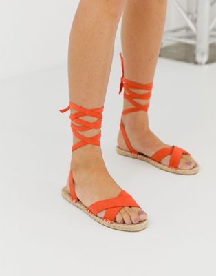 ASOS DESIGN - Jala - Platte espadrille-sandalen in oranje