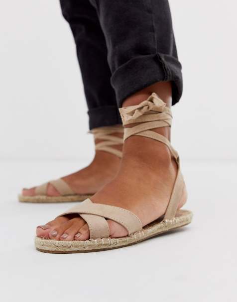 ASOS DESIGN - Jala - Sandales plates style espadrilles - Beige
