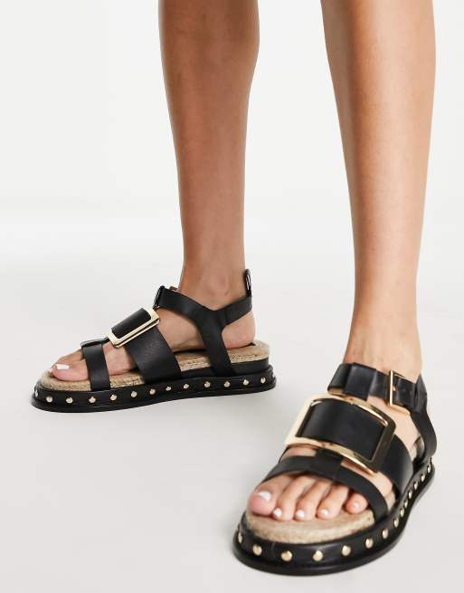 ASOS DESIGN - Jalapeno - Sandali espadrilles in pelle premium con suola spessa neri, 3 di 4
