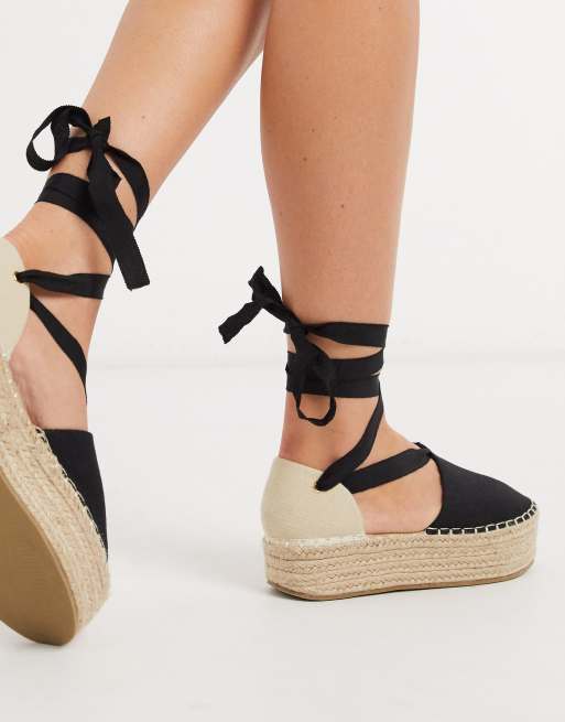 ASOS DESIGN Jamie Espadrilles met plateauzool en strikbanden