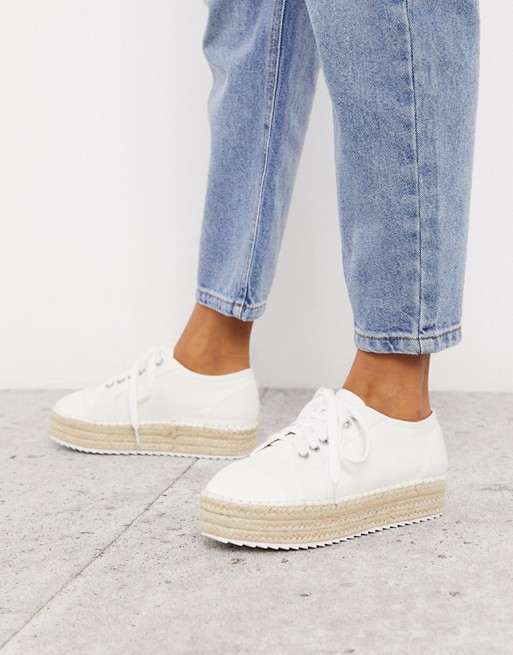 ASOS DESIGN January lace up espadrille trainers in white