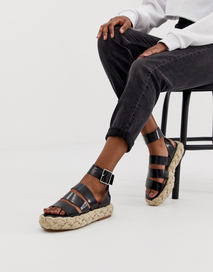 ASOS DESIGN - Jao - Sandalen in epadrille-stijl met dikke zoool-Zwart