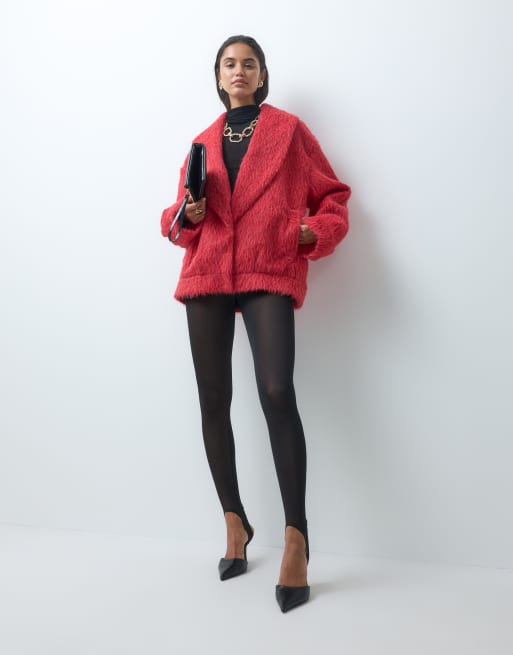 ASOS DESIGN jaren 80-jack met sjaalkraag en coconmouwen in rood, 2 van 5