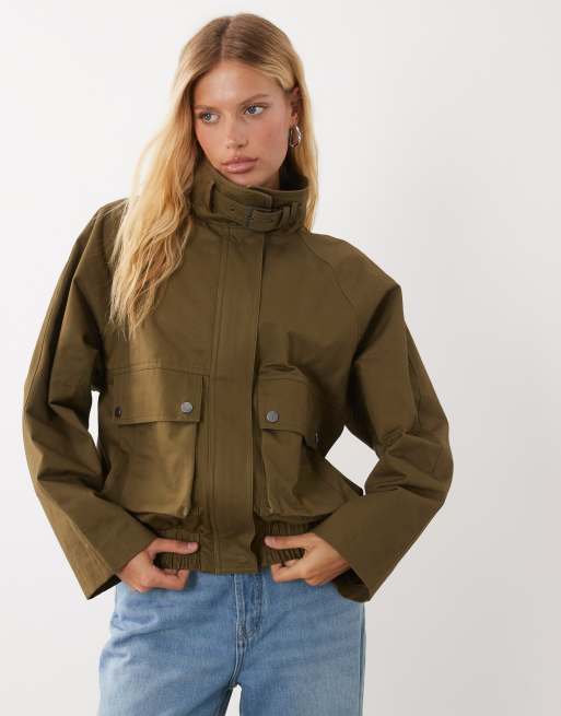 ASOS DESIGN jaren 80 utility korte trenchjack in olijfgroen, 2 van 4