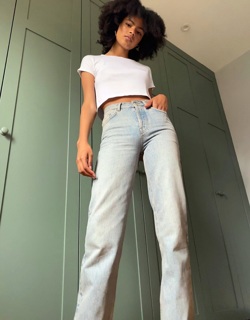 ASOS DESIGN - Jaren '90'' jeans met halfhoge taille in antique wash-Blauw