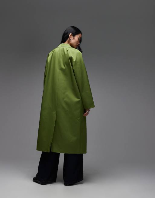 ASOS DESIGN - Jas met raglanmouwen en lange pasvorm in olijfgroen, 3 van 4