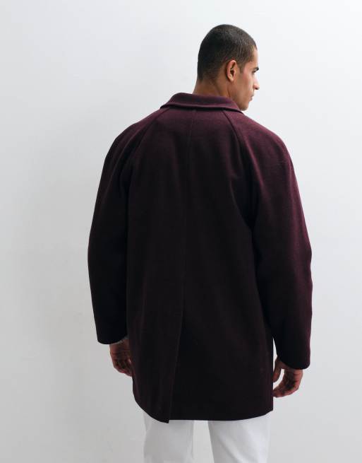 ASOS DESIGN jas met wollook in bordeauxrood, 3 van 5