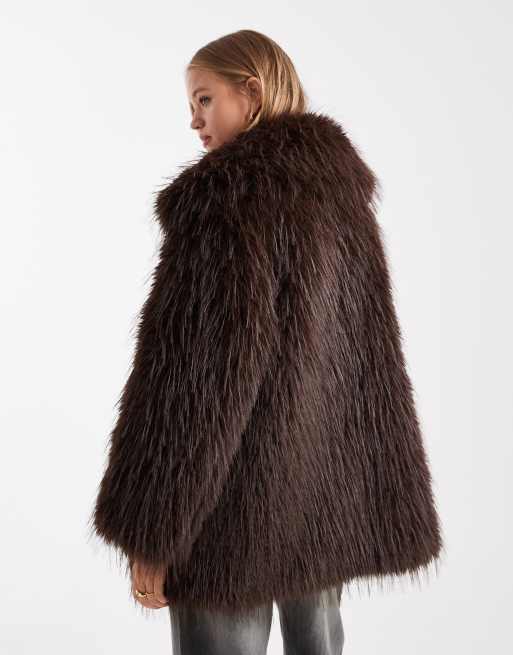 ASOS DESIGN - Jas van imitatiebont in chocoladebruin, 3 van 4