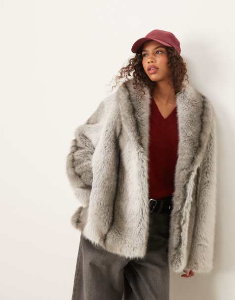 ASOS DESIGN - Jas van imitatiebont met vintage look en strepen in grijs - view 1