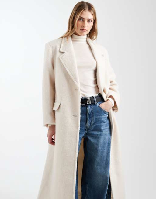 ASOS DESIGN - Jas van premium geborstelde wolmix in crème, 2 van 4