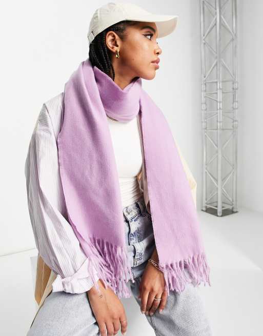 ASOS DESIGN – Jaskraworóżowy bardzo miękki szalik z frędzlami