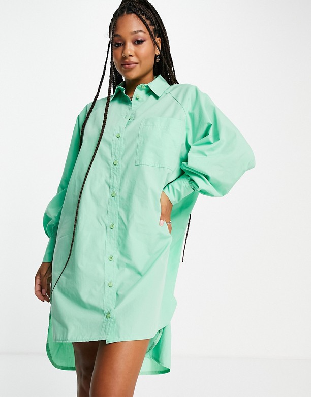  Dobra Obsługa ASOS DESIGN – Jaskrawozielona sukienka koszulowa typu boyfriend Bright green