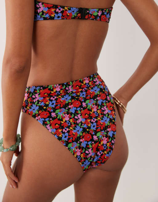 ASOS DESIGN Jasmine Azores high leg high waist bikini bottom in floral pop, 4 of 4