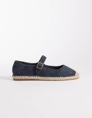 Jasmine - Ballerines style espadrilles style babies - Bleu marine-Vert 39