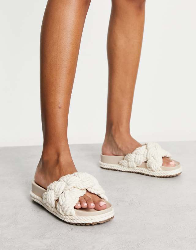 ASOS DESIGN Jasmine braided espadrille footbed sandals in off white