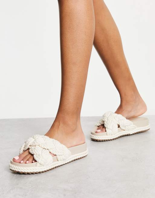 DESIGN Jasmine braided footbed sandals in off white |