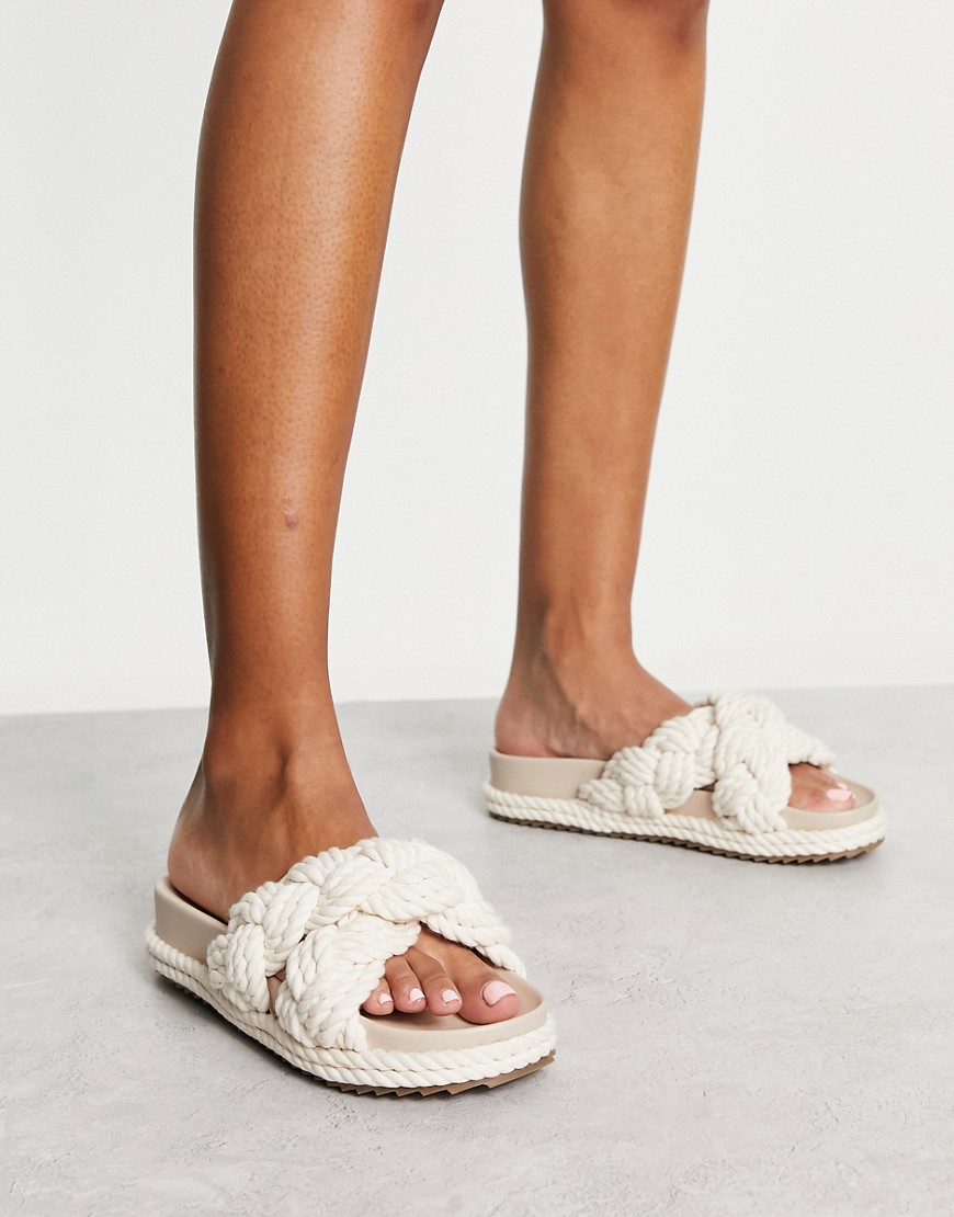 ASOS DESIGN Jasmine plaited espadrille footbed in off white