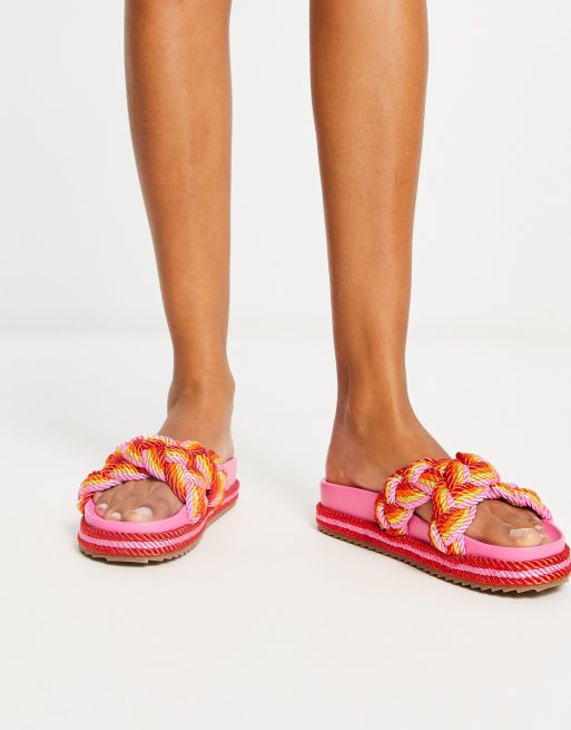 ASOS DESIGN Jasmine plaited espadrille footbed sandals in multi, 3 of 4