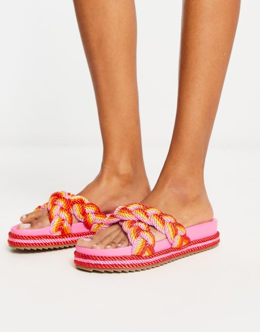 ASOS DESIGN Jasmine plaited espadrille footbed sandals in multi, 4 of 4