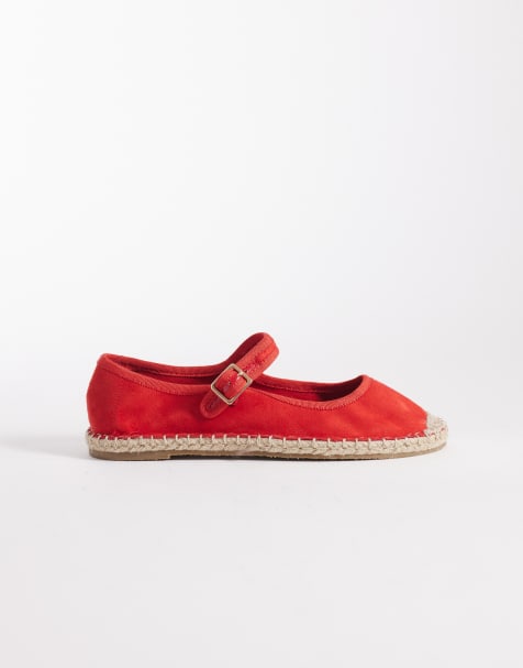 ASOS DESIGN - Jasmine - Røde Mary Jane-ballerinaer med espadrilledesign - view 1