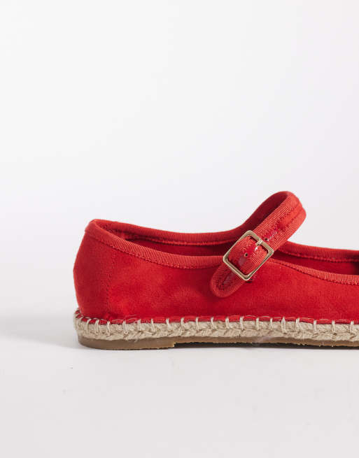 ASOS DESIGN - Jasmine - Røde Mary Jane-ballerinaer med espadrilledesign, 4 af 4