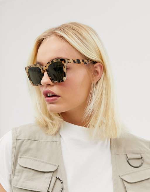 ASOS DESIGN – Jasne szylkretowe kwadratowe okulary przeciwsłoneczne, 3 z 4