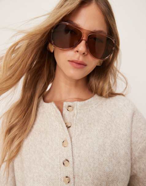 ASOS DESIGN – Jasnobeżowa bluza z dzianiny boucle z dekoltem henley - view 1