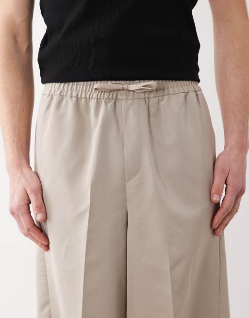 ASOS DESIGN – Jasnobeżowe dopasowane wciągane szorty bermudy, 4 z 5