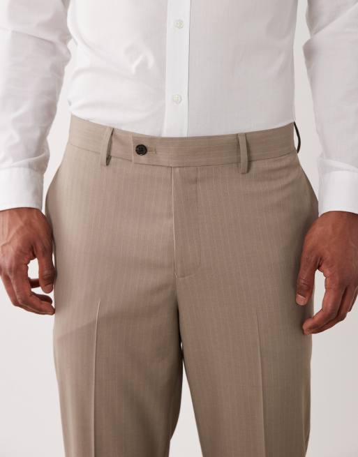 ASOS DESIGN – Jasnobeżowe dopasowane zwężane spodnie w prążki, 4 z 5