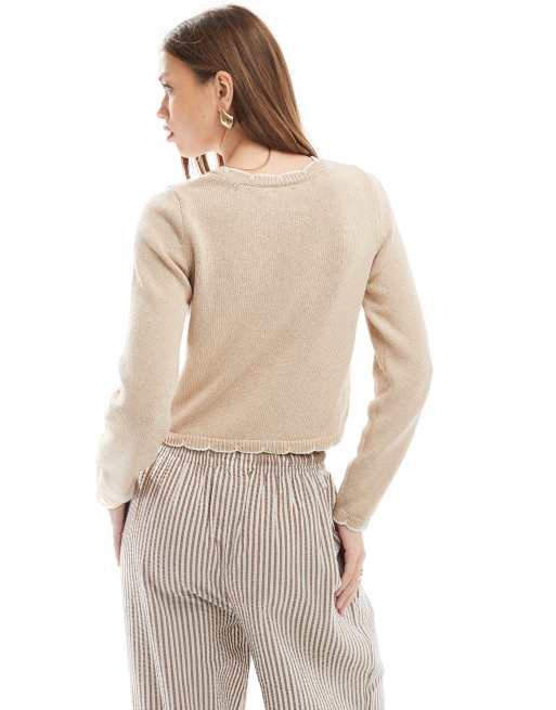 ASOS DESIGN – Jasnobeżowy kardigan z ozdobnymi szwami, 2 z 4