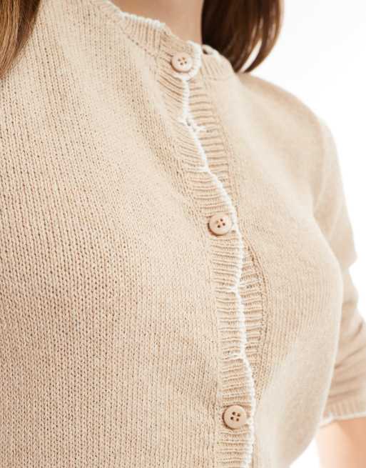 ASOS DESIGN – Jasnobeżowy kardigan z ozdobnymi szwami, 3 z 4