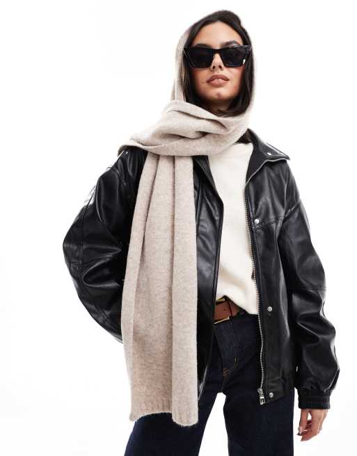 ASOS DESIGN – JAsnobeżowy szalik z dzianiny z domieszką wełny