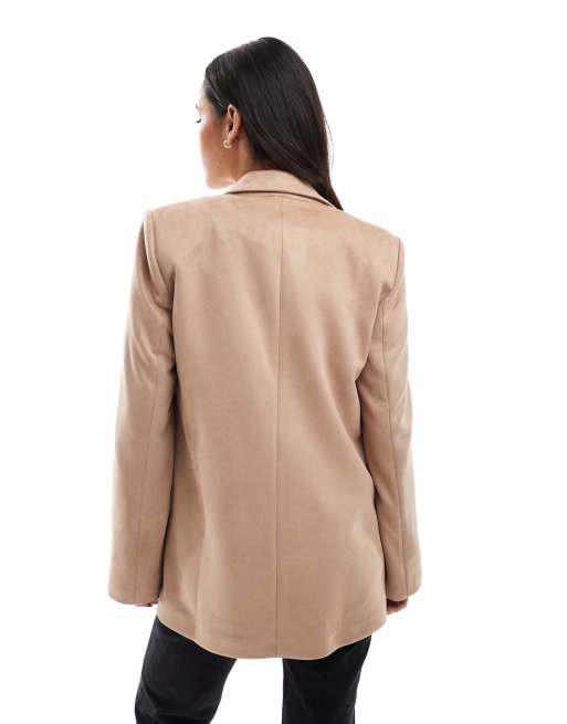 ASOS DESIGN – Jasnobrązowa marynarka oversize z imitacji zamszu, 2 z 4