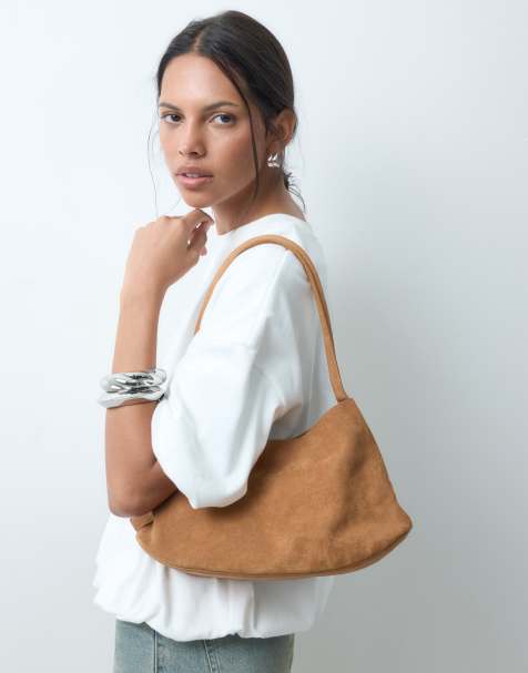 ASOS DESIGN – Jasnobrązowa, zamszowa torebka na ramię, z wewnętrzną saszetką - view 1