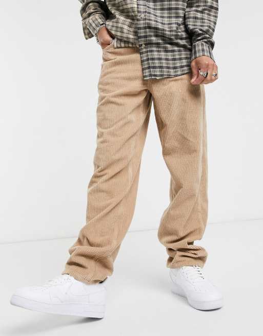 ASOS DESIGN – Jasnobrązowe, bardzo luźne sztruksowe spodnie 