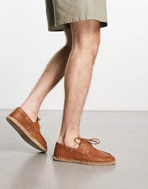 ASOS DESIGN – Jasnobrązowe espadryle żeglarskie z imitacji skóry