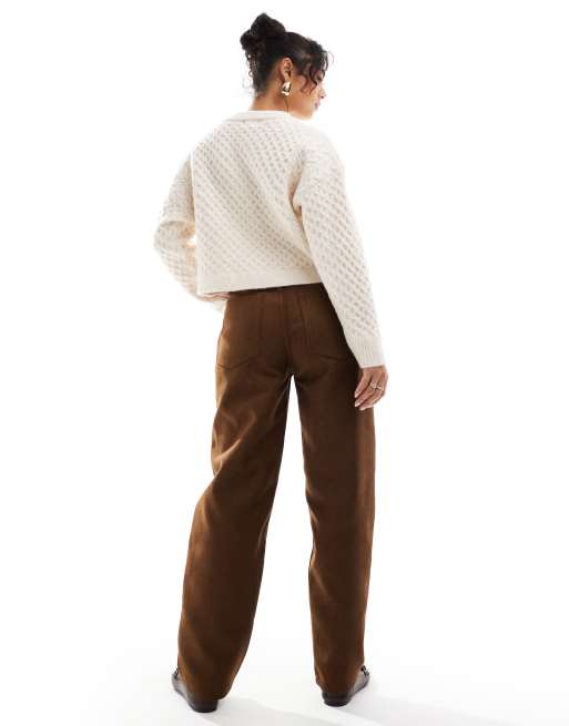 ASOS DESIGN – Jasnobrązowe jeansy dad z imitacji zamszu, 4 z 5