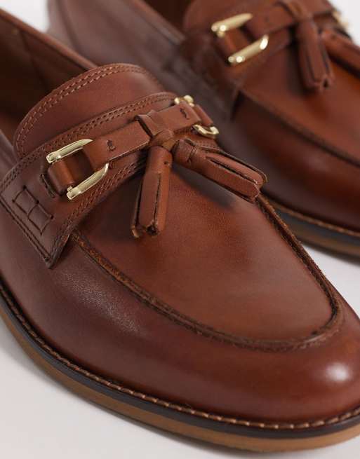 ASOS DESIGN – Jasnobrązowe loafersy skórzane z frędzlami, 4 z 4