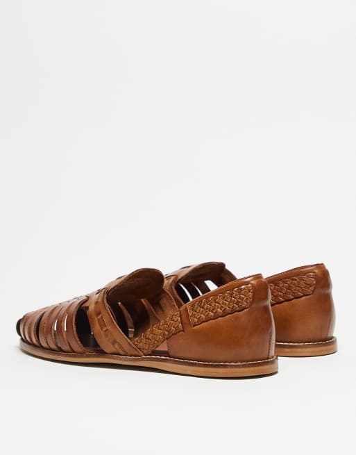 ASOS DESIGN – Jasnobrązowe skórzane sandały w stylu rybackim, 4 z 4
