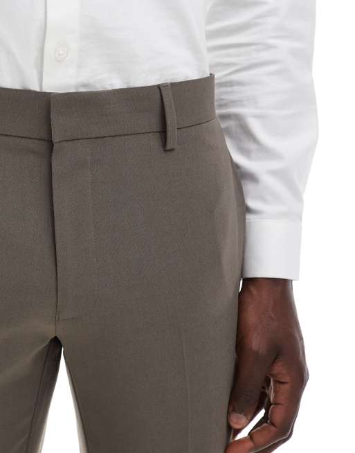 ASOS DESIGN – Jasnobrązowe spodnie garniturowe o bardzo dopasowanym kroju, 2 z 5
