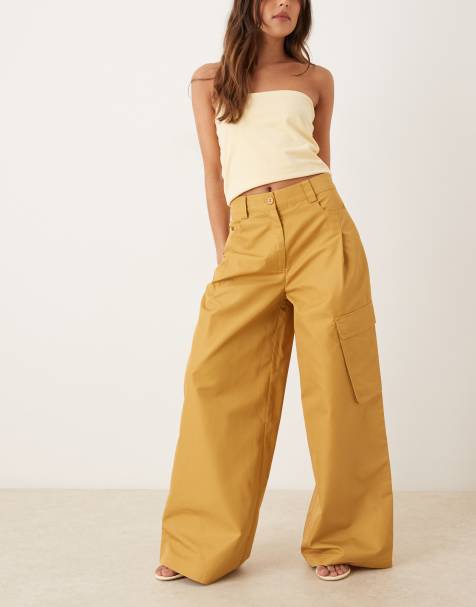 ASOS DESIGN oversized balloon trousers with utility pocket detail in tan