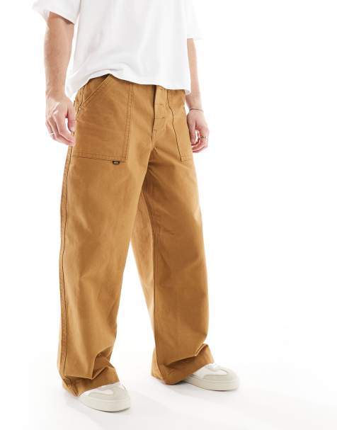 ASOS DESIGN loose trousers in tan with back pocket detail